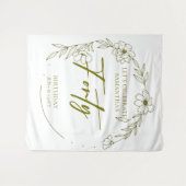 Floral Crown 40th Birthday Party Backdrop Tapestry Wandkleed (Voorkant (horizontaal))