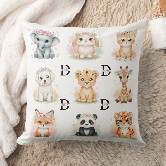 Floral Crown Baby Animals & Wreaths Double-Sided T Kussen (Deken)