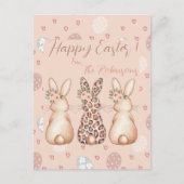 Floral Crown Bunnies Pasen Feestdagenkaart (Voorkant)