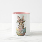 Floral Crown Bunny in Pastel Egg Happy Easter Mok (Midden)