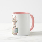 Floral Crown Bunny in Pastel Egg Happy Easter Mok (Voorkant rechts)