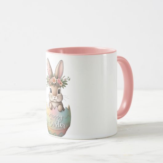 Floral Crown Bunny in Pastel Egg Happy Easter Mok (Voorkant rechts)