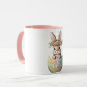 Floral Crown Bunny in Pastel Egg Happy Easter Mok (Voorkant links)