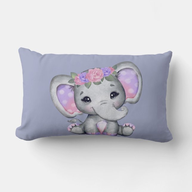 Floral Crown Elephant Print Pillow Kussen (Voorkant)