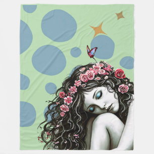Floral Crown Muse – grillig Natuur Portret Fleece Deken