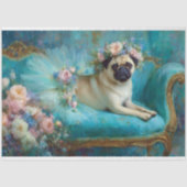Floral Crown Pug in Ballerina Tutu Decoupage Tissuepapier (Voorkant)