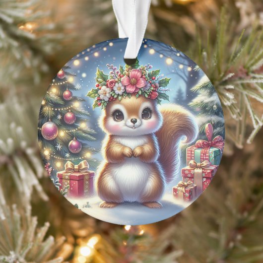 Floral Crown Squirrel & Tree Glow Ornament (Boom)