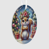 Floral Crown Squirrel & Tree Glow Ornament (voorkant)