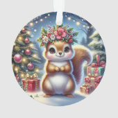 Floral Crown Squirrel & Tree Glow Ornament (achterkant)