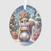 Floral Crown Squirrel & Tree Glow Ornament (voorkant)