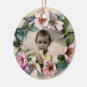 FLORAL CROWN, WILDE ROZEN BABY SHOWER FOTO-TEMPLAT KERAMISCH ORNAMENT (Links)