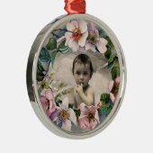 FLORAL CROWN, WILDE ROZEN BABY SHOWER FOTO-TEMPLAT METALEN ORNAMENT (Rechts)
