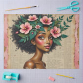 Floral Crown Woman Portrait  Decoupage Tissuepapier (Craft)