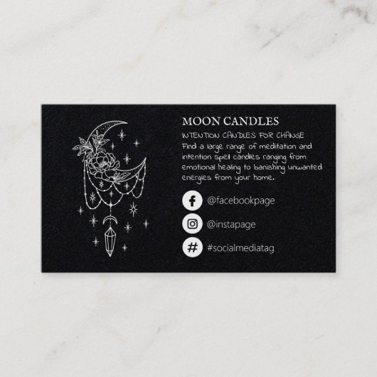 Floral Crustal Moon Candle Spell Visitekaartje (Voorkant)