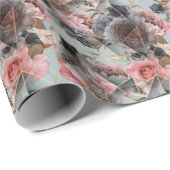 Floral crystal geometrie, waterverf lichte achterg cadeaupapier (Rol Hoek)