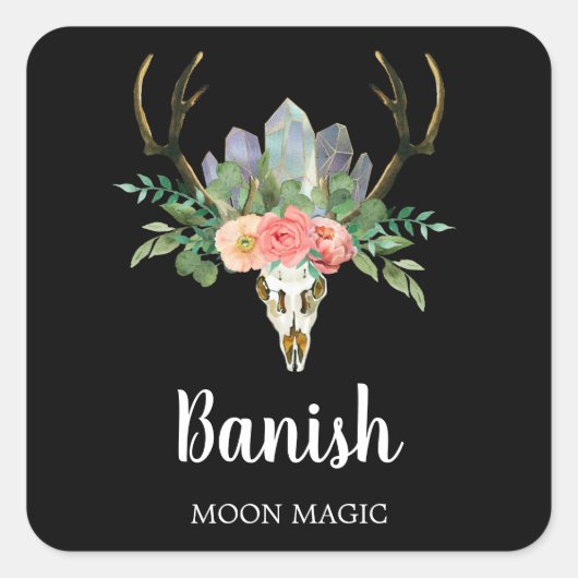 Floral Crystal Skull Inention Candle Labels (Voorkant)