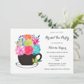 Floral Cup Waterverf Bridal Tea Party Kaart (Staand voorkant)