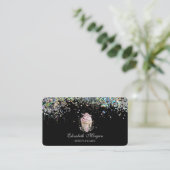 Floral Cupcake Colorful Confetti, Black  Visitekaartje (Staand voorkant)