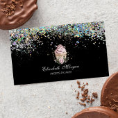 Floral Cupcake Colorful Confetti, Black  Visitekaartje