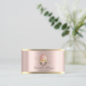 Floral Cupcakes Gold Stripe Rose Gold Bakery Visitekaartje (Staand voorkant)