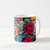 Floral Cups & Stickers Illustratie op Witte Backg Koffiemok (Voorkant rechts)
