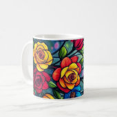 Floral Cups & Stickers Illustratie op Witte Backg Koffiemok (Voorkant links)