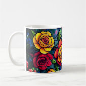 Floral Cups & Stickers Illustratie op Witte Backg Koffiemok (Links)