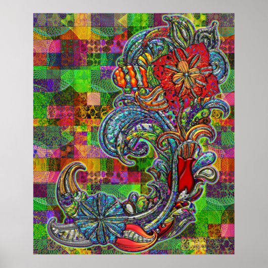 Floral Curls Abstracte moderne kunst Poster (Voorkant)