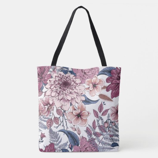 Floral Custom All Over Print Canvas tas (Achterkant)