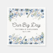 Floral Custom Bericht Onze Grote Dag Bruiloft Servet (Voorkant)