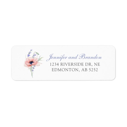 Floral Custom Bruiloft Retouradres Label (Voorkant)