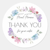 Floral Custom Dank u Ronde Sticker (Voorkant)