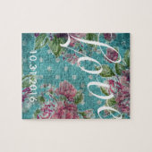  Floral Custom Date Puzzle Legpuzzel (Horizontaal)