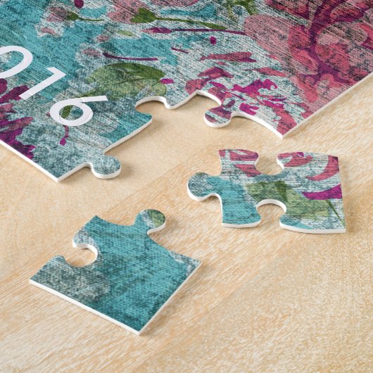  Floral Custom Date Puzzle Legpuzzel (Zijkant)