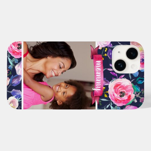 Floral Custom Foto Gift voor Mam Case-Mate iPhone Case (Achterkant (horizontaal))