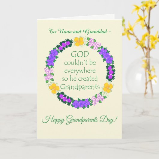 Floral Custom Front Grootouders Dag Bloemenkrans Kaart (Gele Bloem)