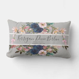  Floral Custom Geboortedatum Naam Baby Girl Kussen
