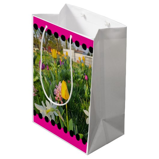 Floral Custom Gift Bag Medium Cadeauzakje (Achterkant Gekanteld)