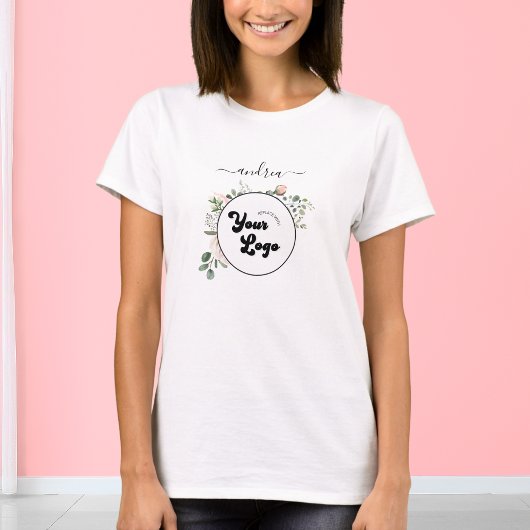 Floral Custom Logo Business Salon Haarstylist T-shirt