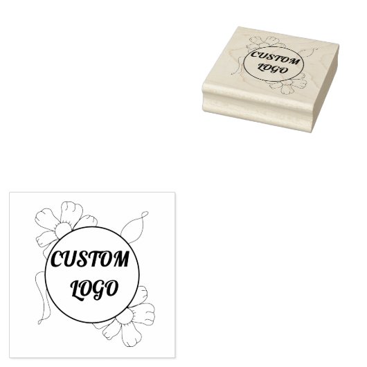 Floral Custom Logo Rubberstempel (Gestempeld)