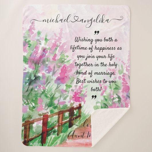 Floral Custom Message Blanket for the Passen getro Sherpa Deken (Voorkant)