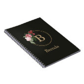 Floral Custom Monogram en Naam Journal Notitieboek (Rechterzijde)