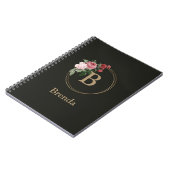 Floral Custom Monogram en Naam Journal Notitieboek (Linkerzijde)