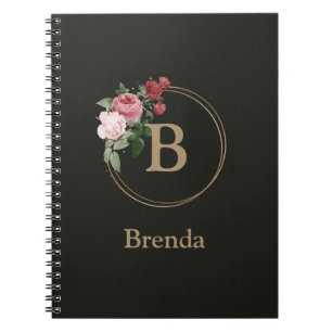 Floral Custom Monogram en Naam Journal Notitieboek