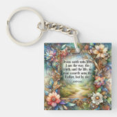 Floral Custom Monogram Inspirerend Christelijk Sleutelhanger (Voorkant)