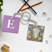 Floral Custom Monogram Inspirerend Christelijk Sleutelhanger