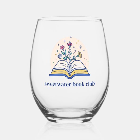 Floral Custom Name Book Club Wijnglas Zonder Voet (Voorkant)