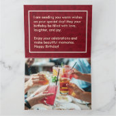 Floral Custom Name Foto Red Birthday Gift Kaart (Binnen)