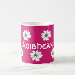 Floral Custom Name Fuscia Pink Koffiemok