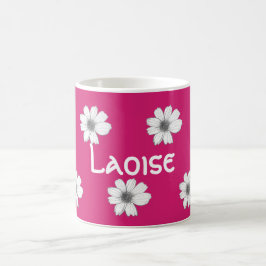 Floral Custom Name Fuscia Pink Koffiemok